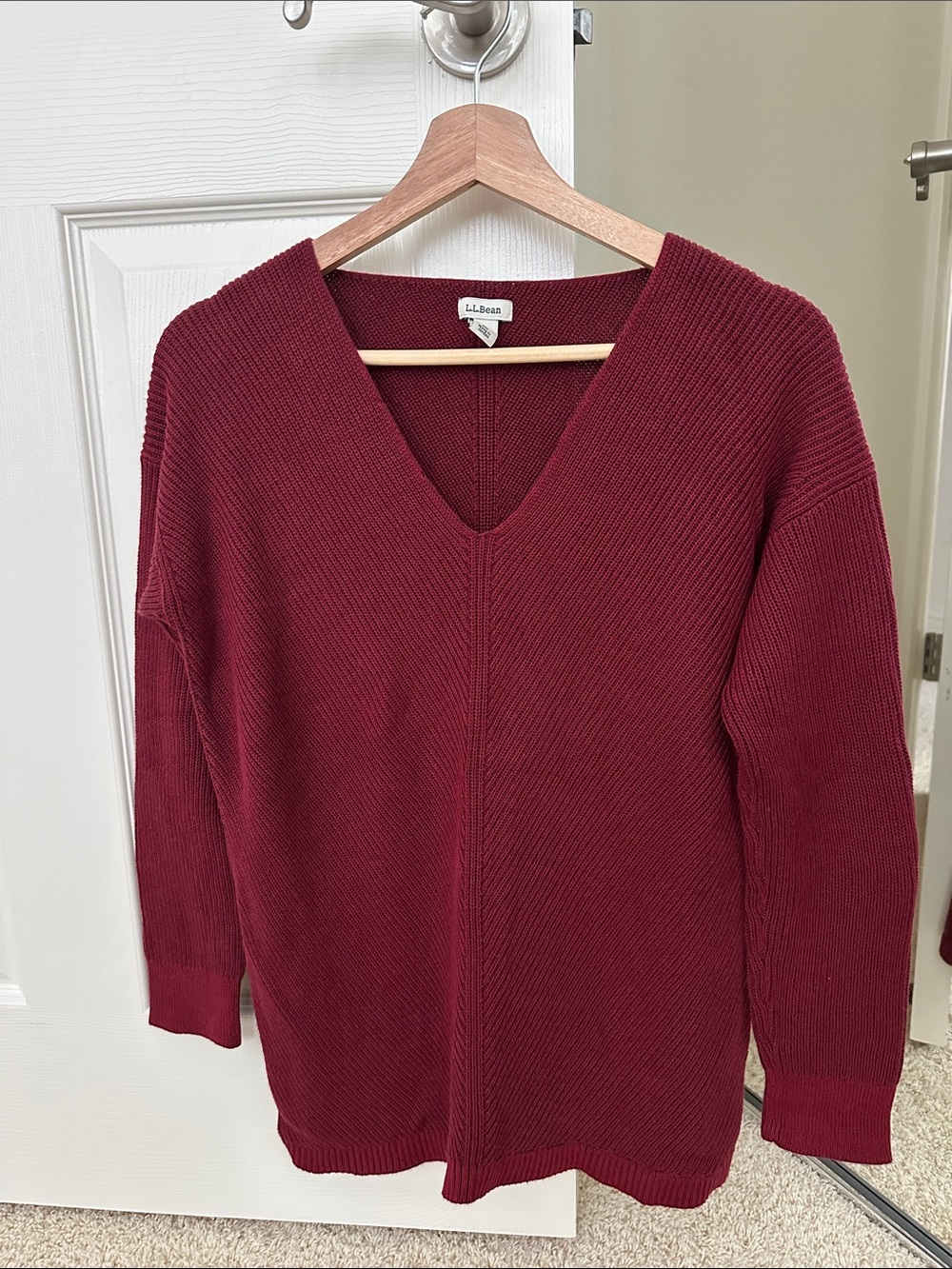 L.L. Bean Women's V-Neck Sweater - Burgundy